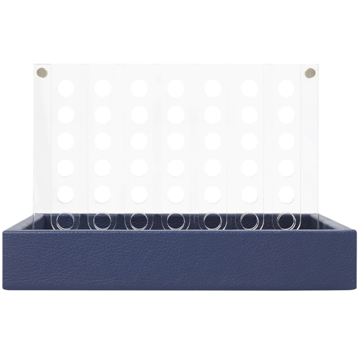 Exclusive board game "Four in a row" made of Buffalo leather, blue
